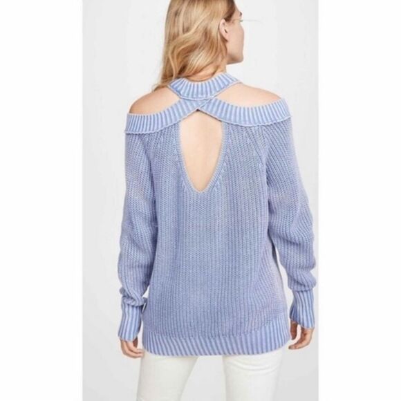 Free People Half Moon Bay Cutout Shoulder Pullover Sweater size Small - Picture 2 of 9